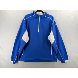 Footjoy Golf Windshirt Jacket Mens L Blue Half Zip Rain Shirt Beefeaters Logo